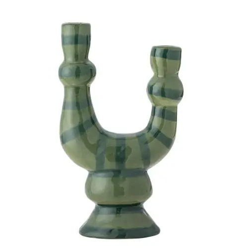 Bloomingville - Salandy Candle Holder - Green - Stoneware