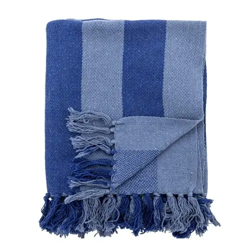 Bloomingville - Frello Throw - Blue - Recycled Cotton