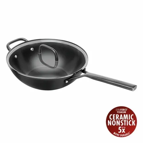Zwilling - Milano Wok with glass lid - Sort - 30 cm