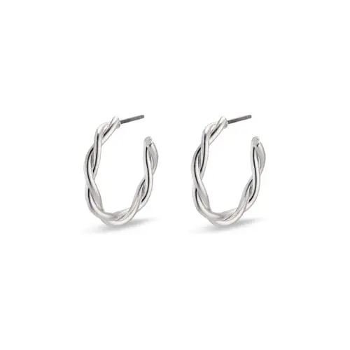 PILGRIM - NAJA Twisted Hoop Earrings - Silver-Plated - 22 mm