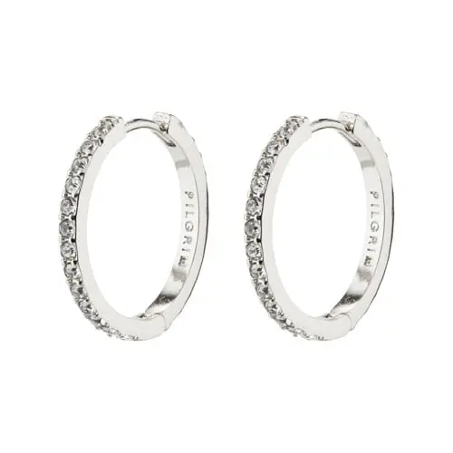 PILGRIM - EBNA Medium Crystal Hoops - Silver Plated - 18 mm