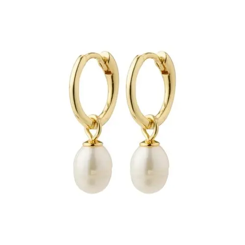 PILGRIM - BERTHE Pearl Hoop Earrings - Gold-Plated - 20 mm