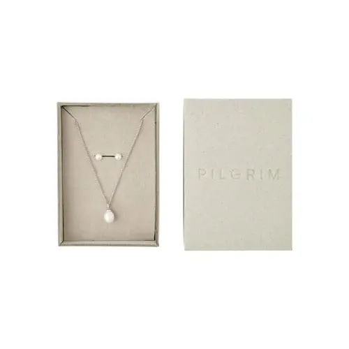 PILGRIM - EVENA Gift Set, Necklace & Earstuds - Silver-Plated