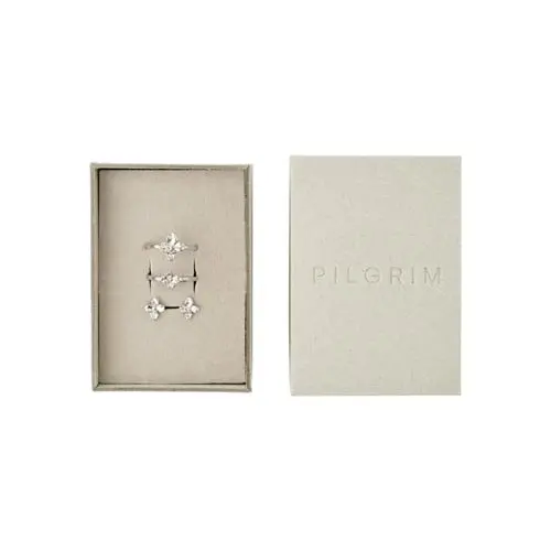 PILGRIM - SANINE Gift Set, Rings & Earstuds - Silver-Plated
