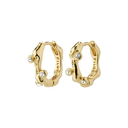 PILGRIM - HERMIONE crystal hoop earrings - Gold Plated - 13 mm