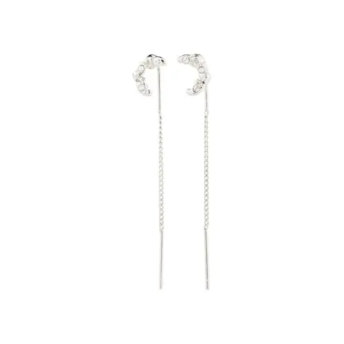 PILGRIM - KORA Moon Chain Earrings - Silver Plated - 43 mm