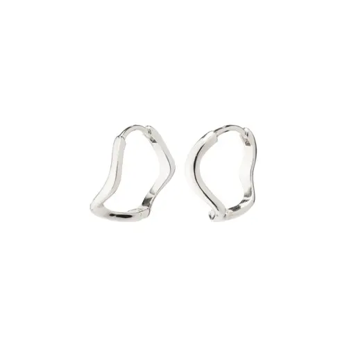 PILGRIM - Alberte Organic Shape Hoop Earrings - Silver-Plated - 15 mm