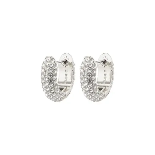PILGRIM - LONA Chunky Crystal Huggie Hoops - Silver-Plated - 17 mm