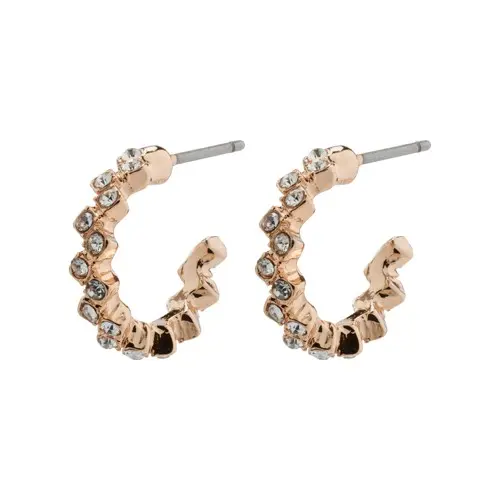 PILGRIM - ESTER Crystal Hoop Earrings - Rose Gold Plated - 15 mm