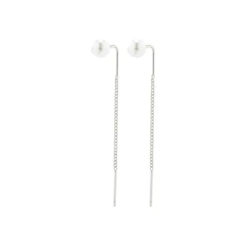 PILGRIM - ELBA Long Chain Pearl Earrings - Silver Plated - 5 mm