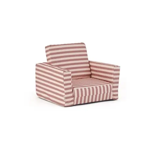 Kids Concept - Foldable Armchair - Stripe Clay Pink - 44x42x38cm