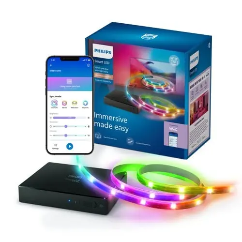 Philips Smart Lighting HDMI Sync Box med TV-bakgrunnslys 55–65" – RGBIC, 4K 60 Hz, Connected by WiZ, svart