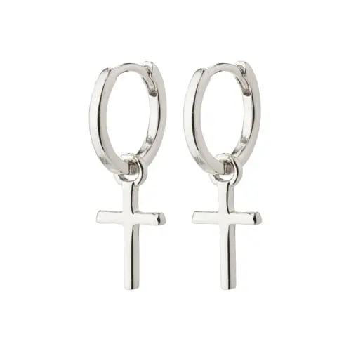 PILGRIM - DAISY Cross Hoops - Silver Plated - 2.5 cm