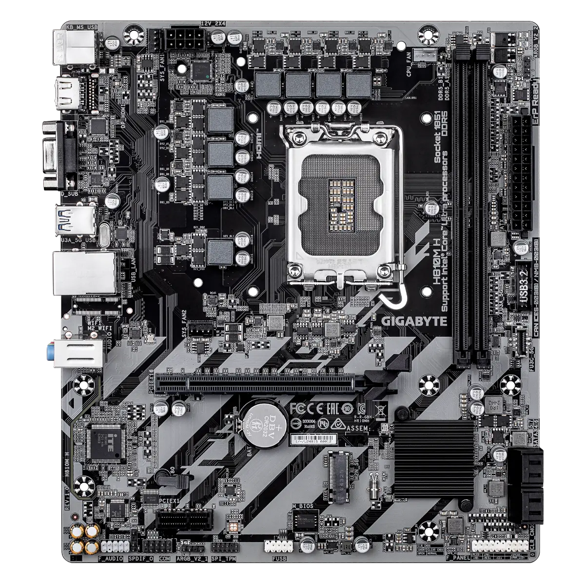 GIGABYTE H810M S2H GEN5 - motherboard - micro ATX - LGA1851 Socket - H810 Hovedkort - Intel H810 - Intel LGA1851 socket - DDR5 RAM