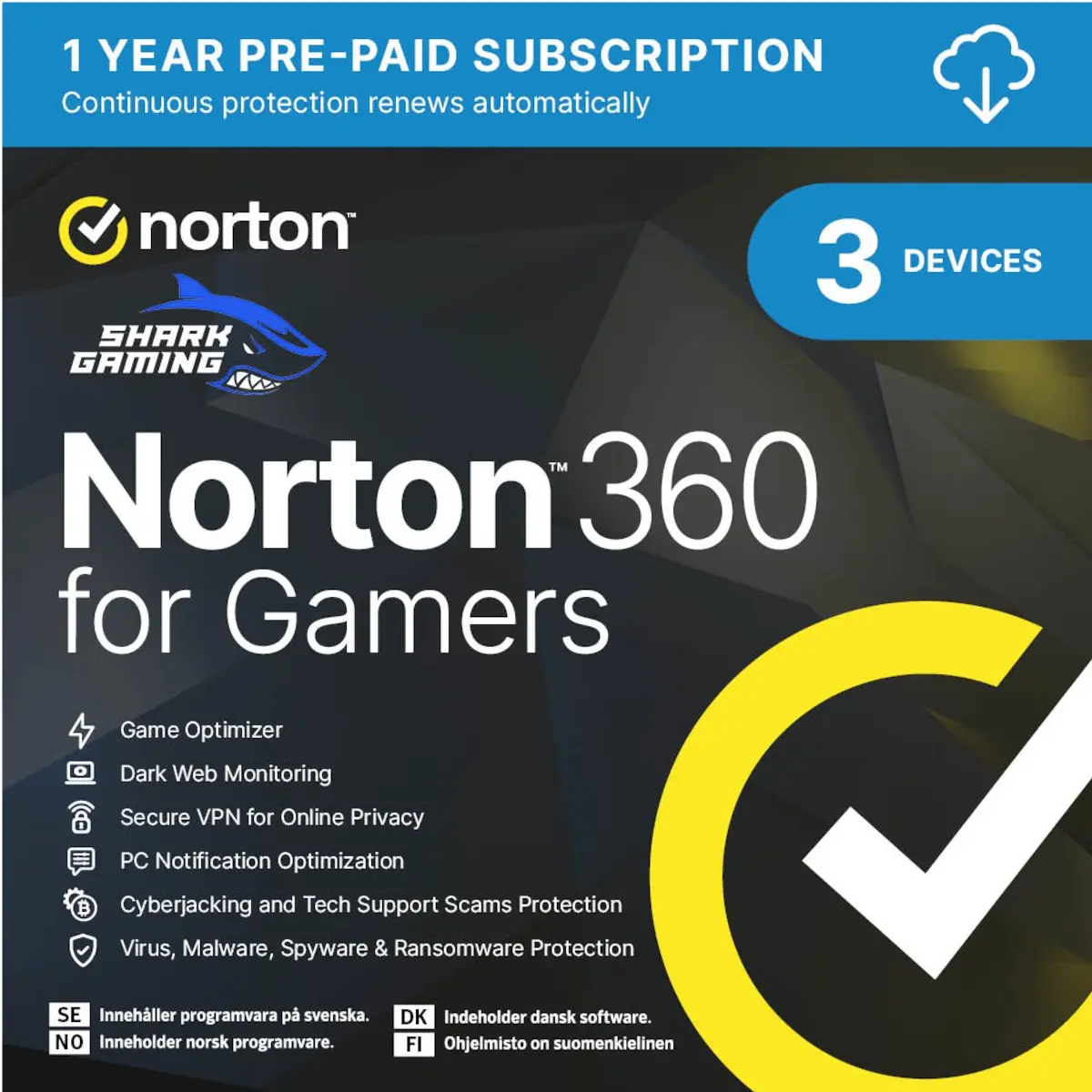 Norton 360 for Gamers 3 enheder 1 år
