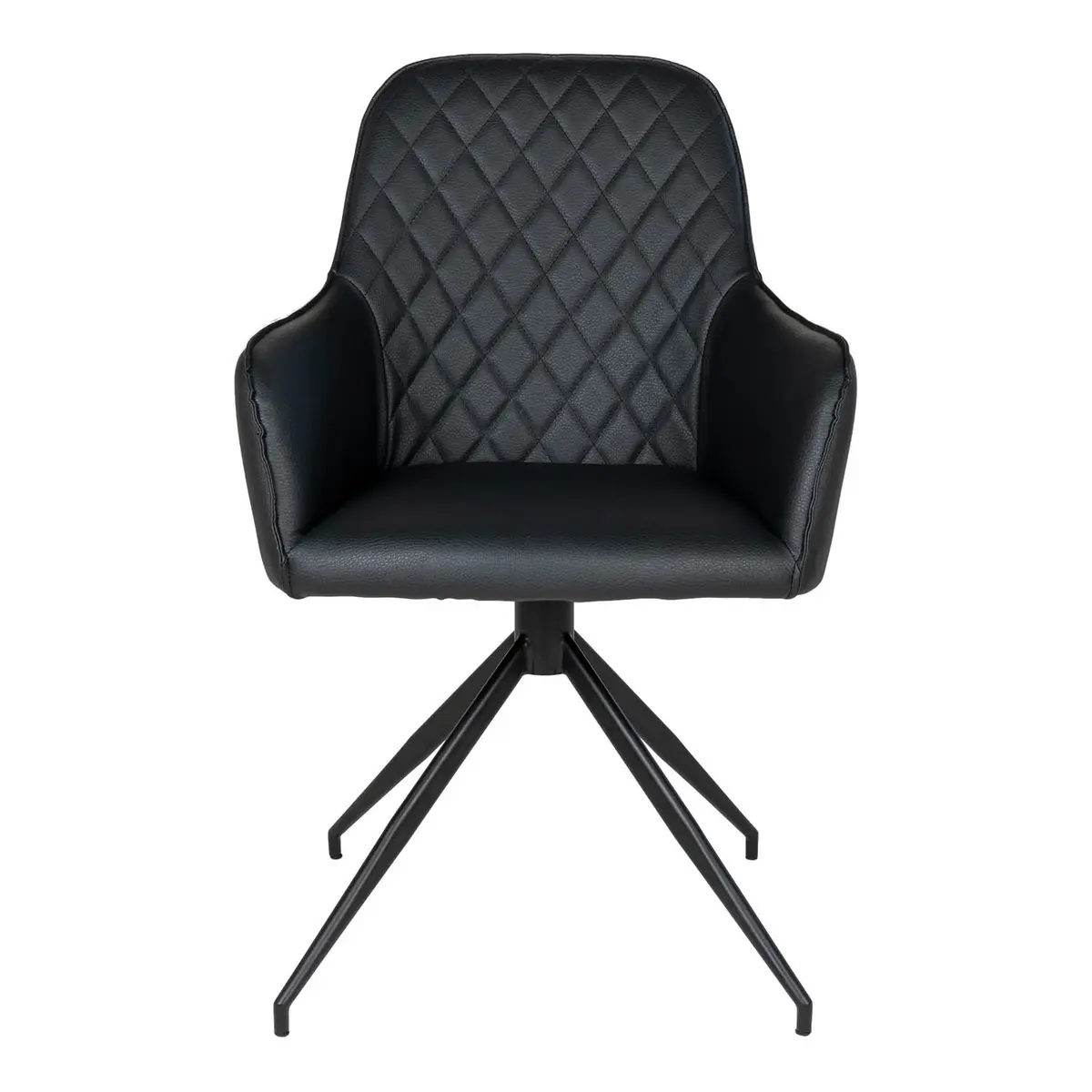 HOUSE NORDIC Harbo spisebordsstol, med armlener og svingfunksjon - sort PU og metall
