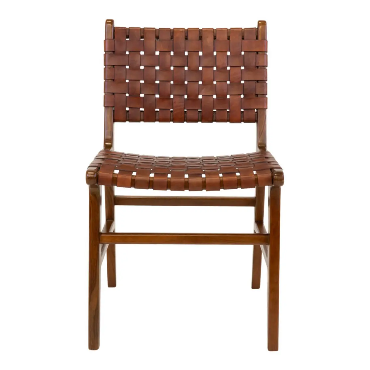 HOUSE NORDIC Perugia spisestuestol - brunt skinn og teak