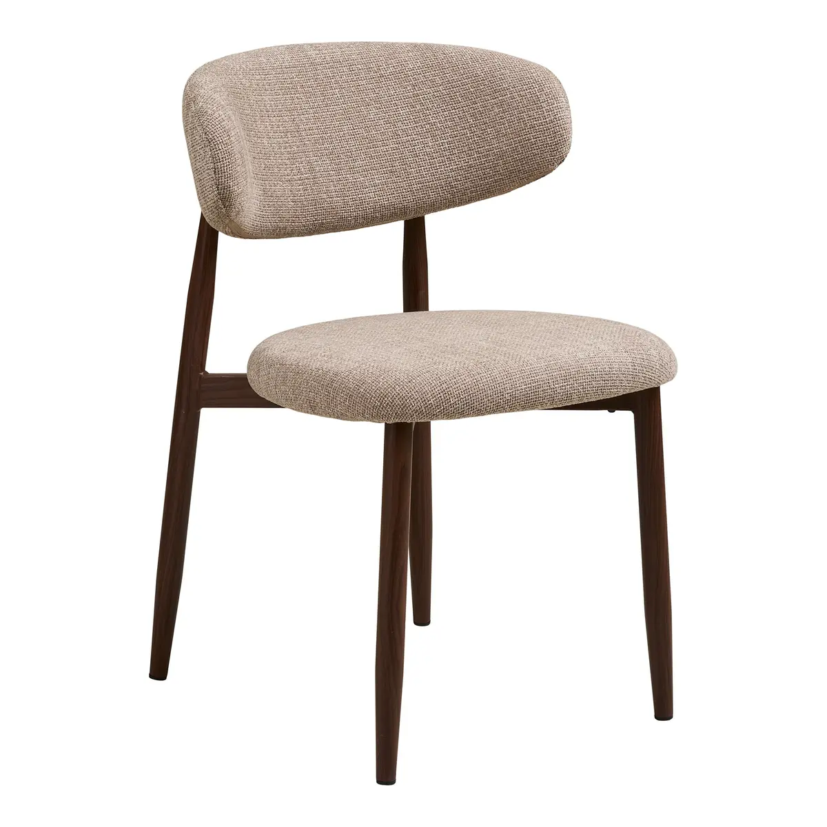 HOUSE NORDIC Levanto spisestuestol - sand polyester og valnøttre-look stål
