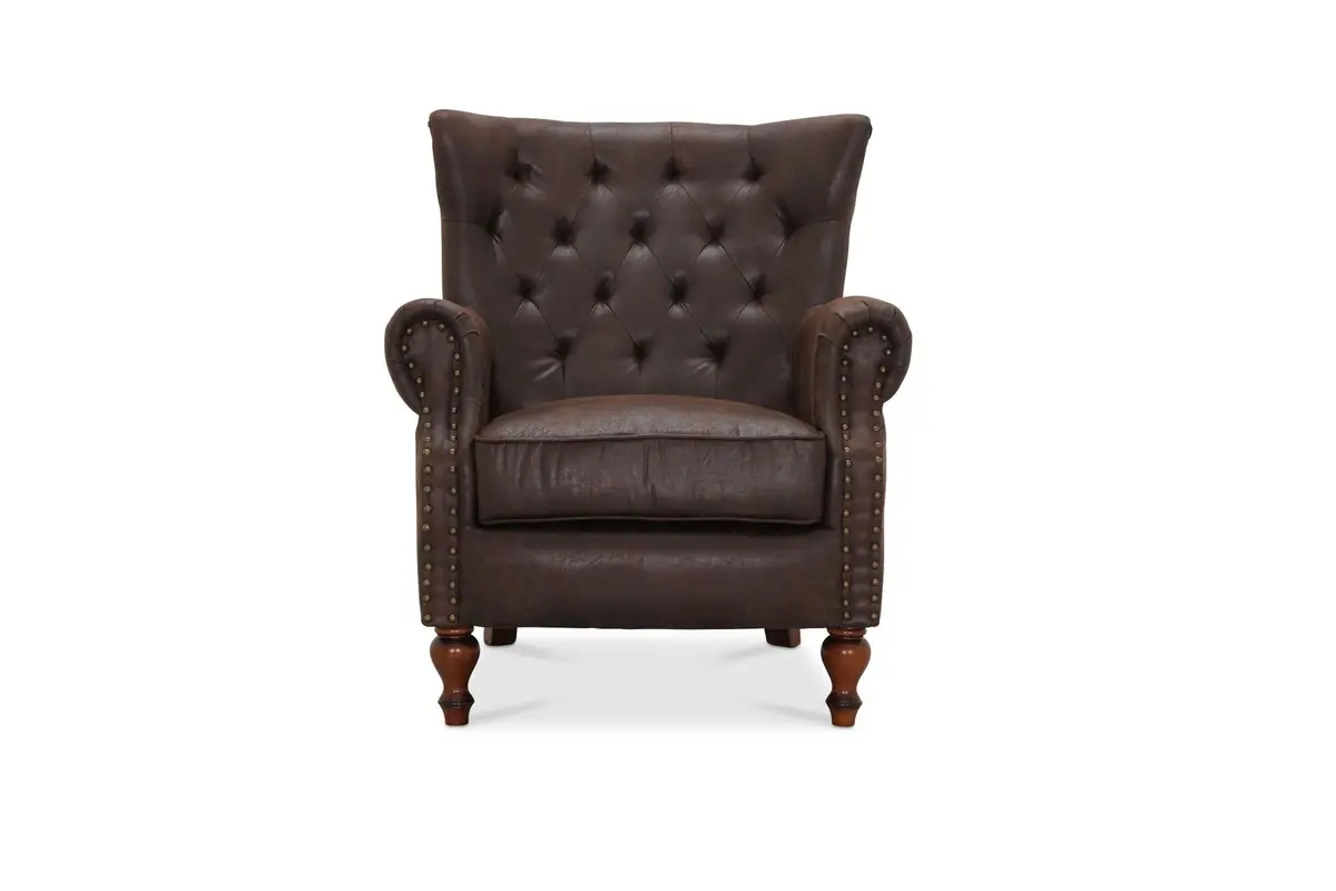 HAGA London chesterfield lenestol - brunt skinn PU