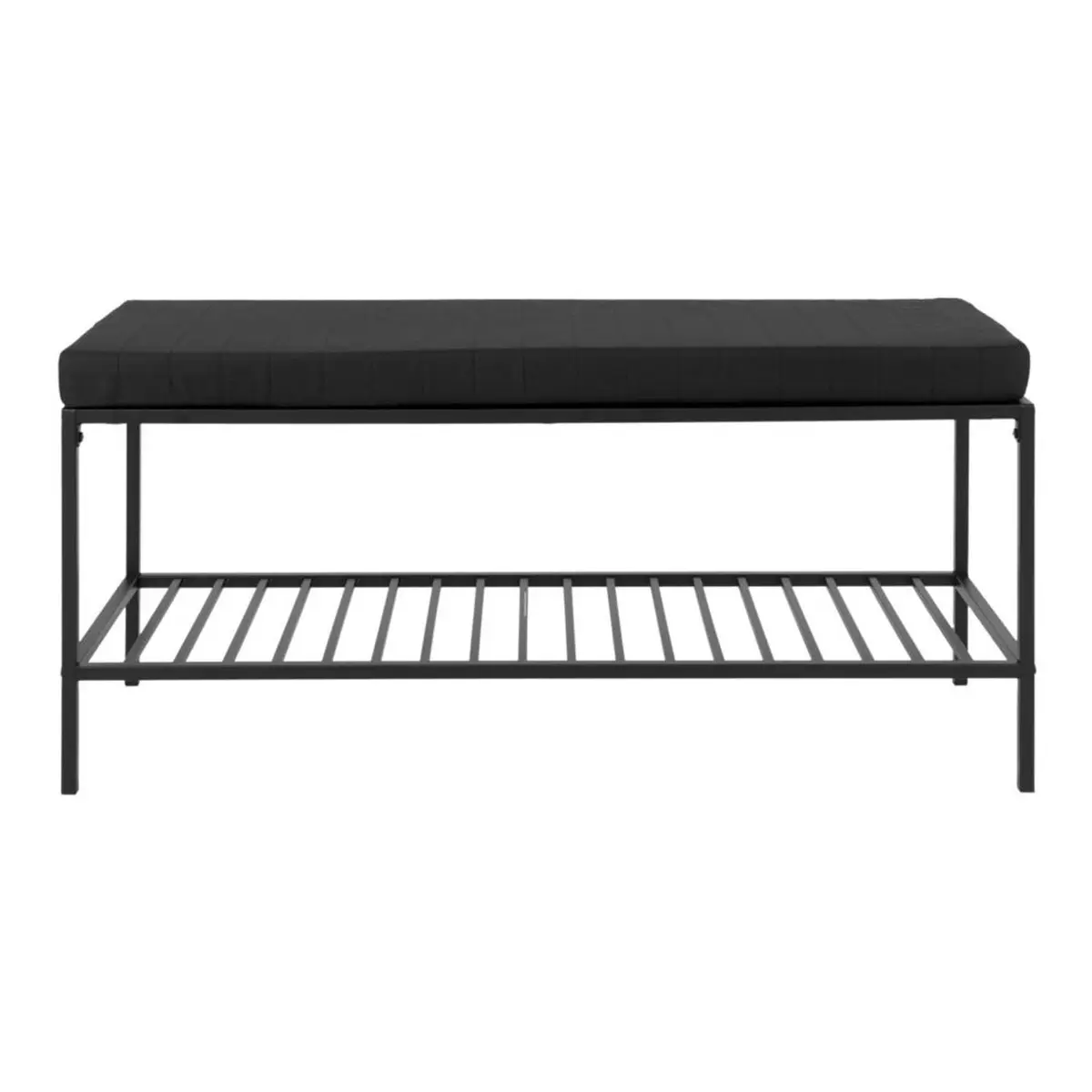 HOUSE NORDIC Vita benk, m. hylle - polyester og sort stål (100x36)