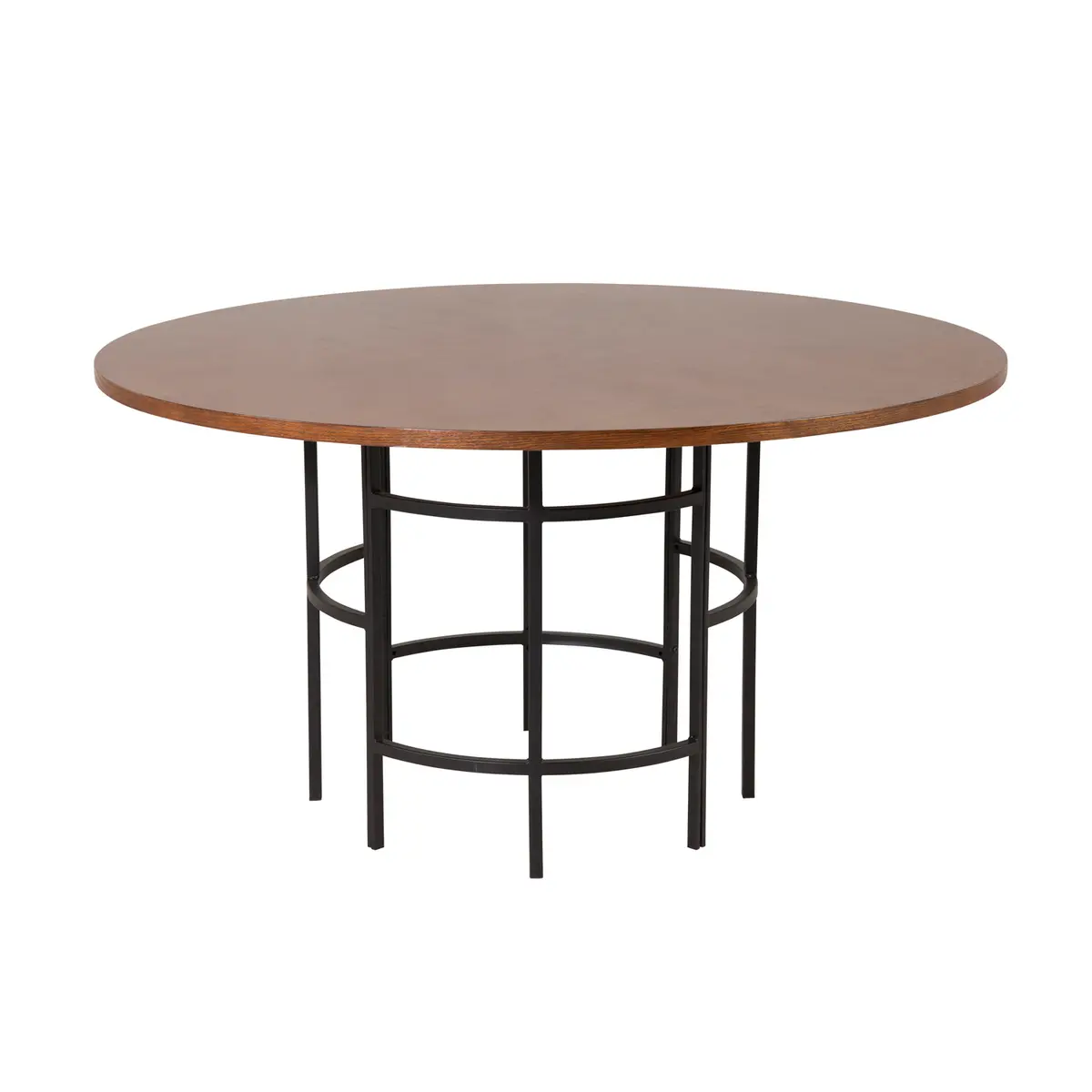 VENTURE DESIGN Copenhagen spisebord - brun MDF og svart metall (Ø140)
