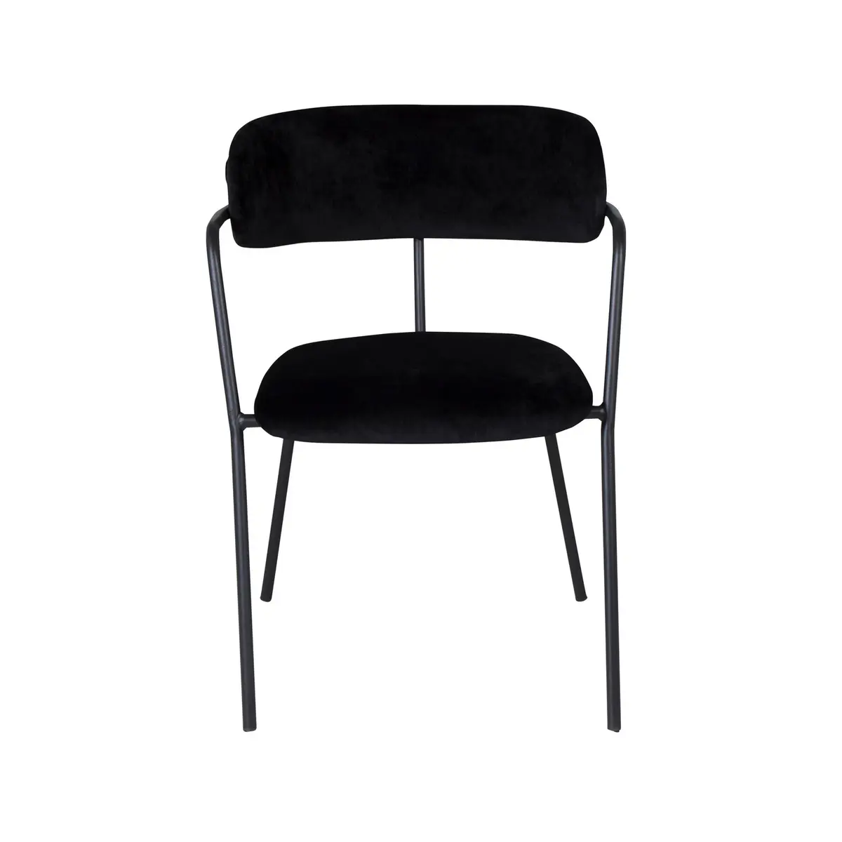 VENTURE DESIGN Arrow spisebordsstol, med armlener - sort velour og sort metall