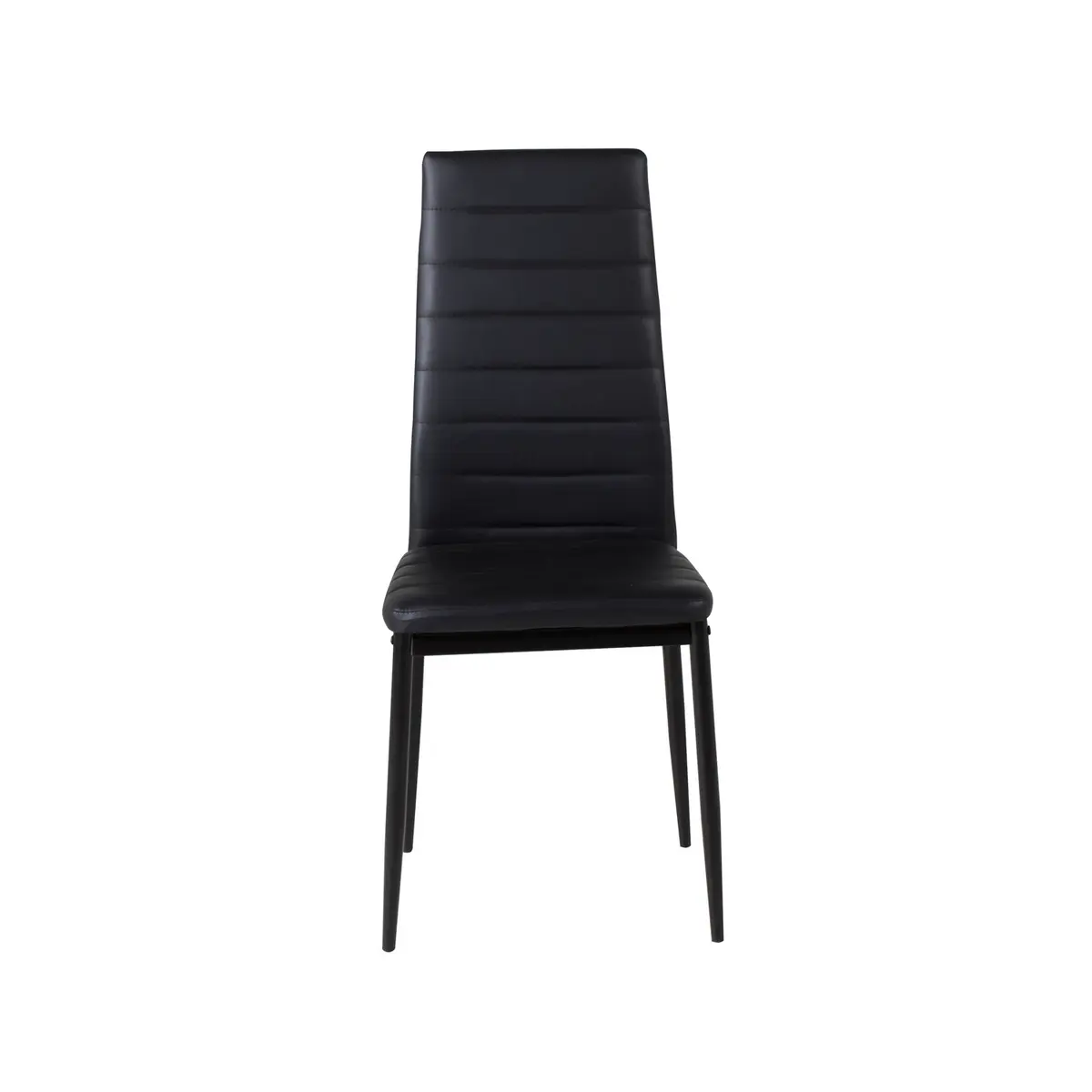 VENTURE DESIGN Slim High Back spisestuestol - svart PU og svart metall