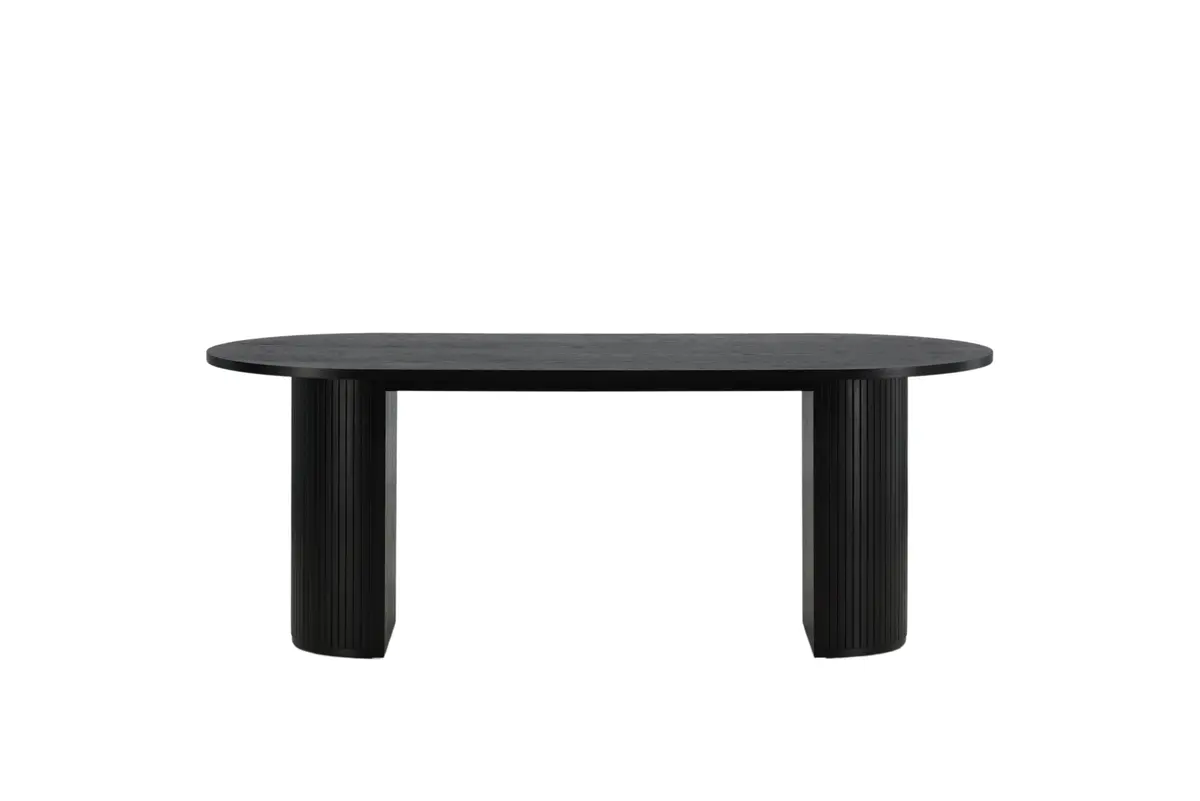 VENTURE DESIGN Bianca spisebord, ovalt - svart finer (200x90)