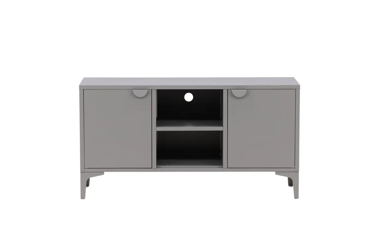 VENTURE DESIGN Piring TV-bord, m. 2 dører og 3 hyller - lysegrå stål (120x40)