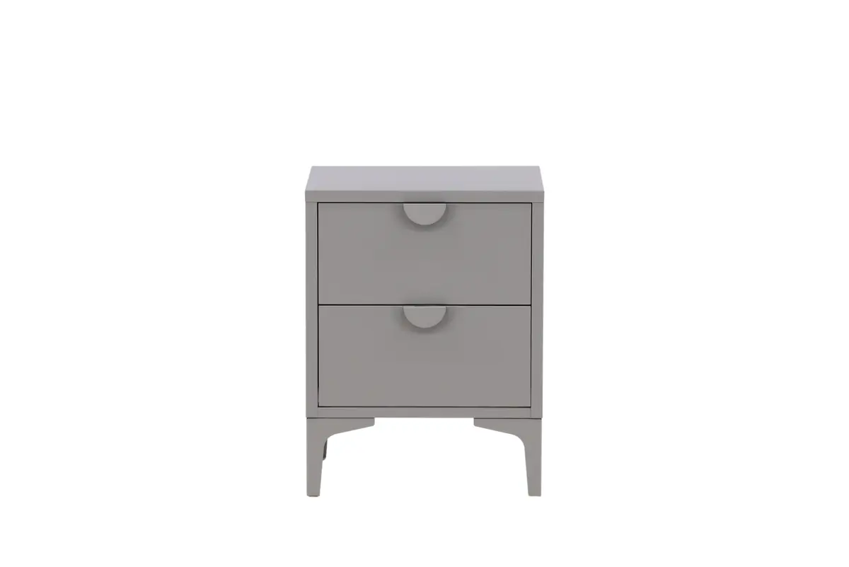 VENTURE DESIGN Piring nattbord, m. 2 skuffer - lys grå stål (45x40)