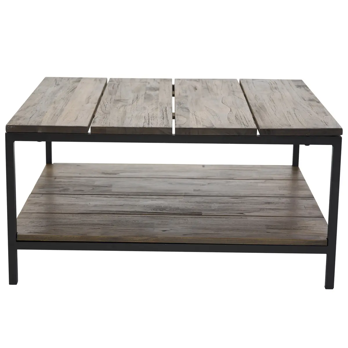 VENTURE DESIGN Padang salongbord, m. 1 hylle - brunt tre og metall (80x80)