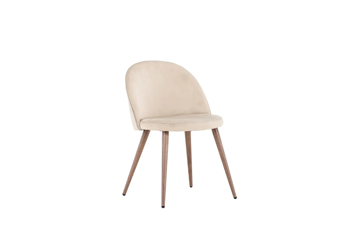 VENTURE DESIGN Spisestol i fløyel - beige polyesterfløyel og stål i tre-look