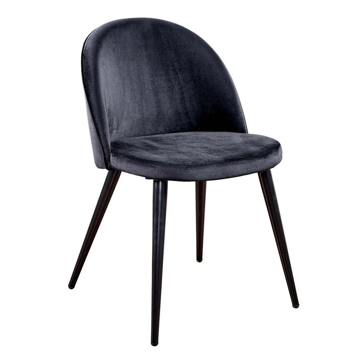 VENTURE DESIGN Spisestol i fløyel - sort velour og sort metall