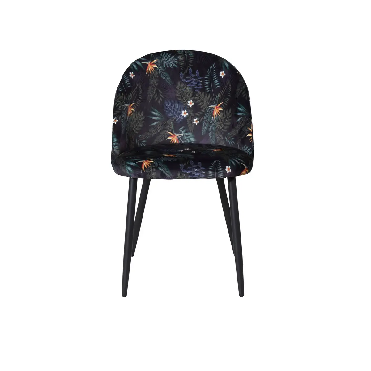 VENTURE DESIGN Spisebordstol i fløyel - flerfarget floral polyester og svart metall