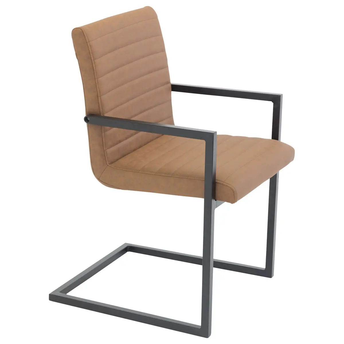 VENTURE DESIGN Art spisebordsstol, med armlener - brun PU og sort metall