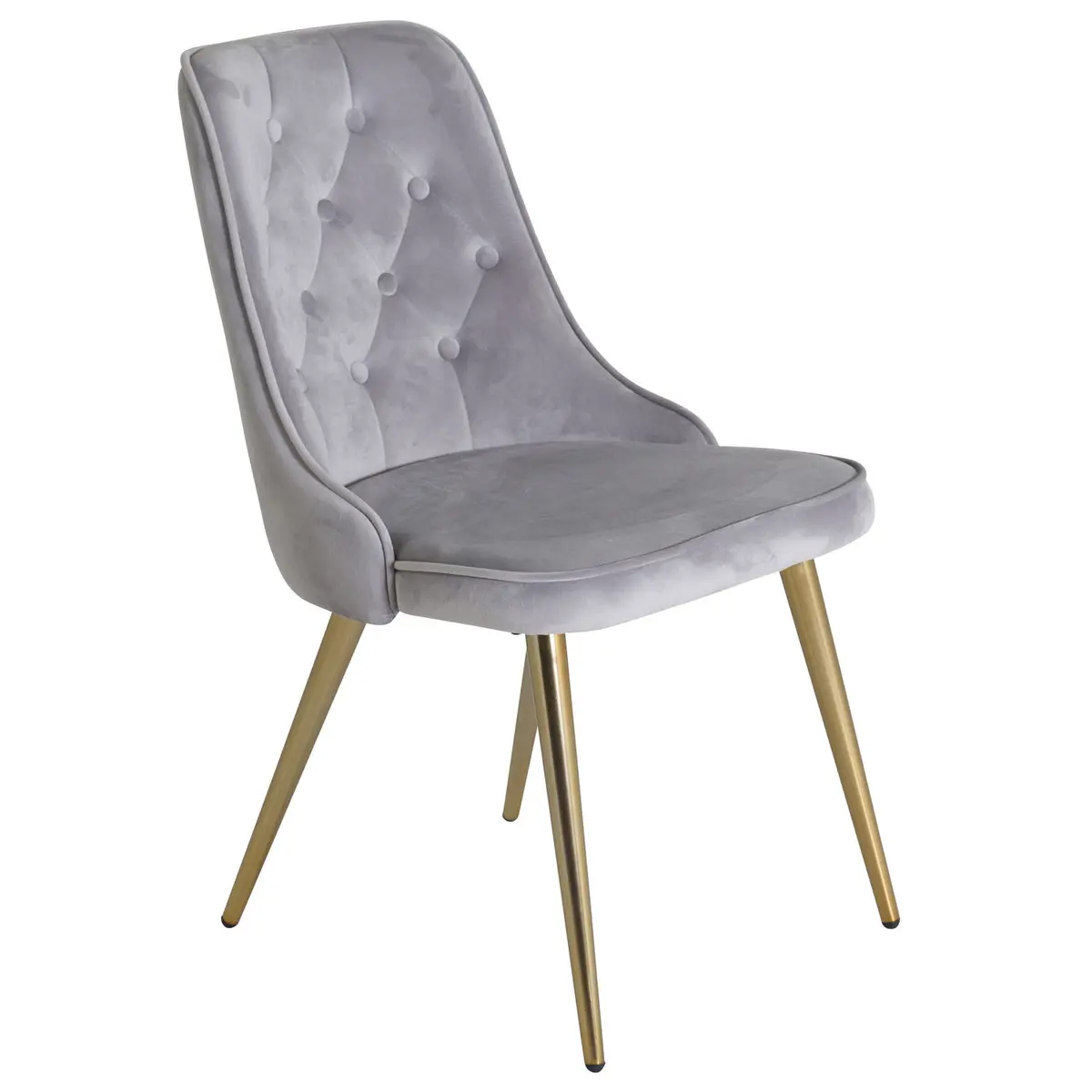 VENTURE DESIGN Velvet Deluxe spisestuestol med armlener - lys grå velur og messingmetall