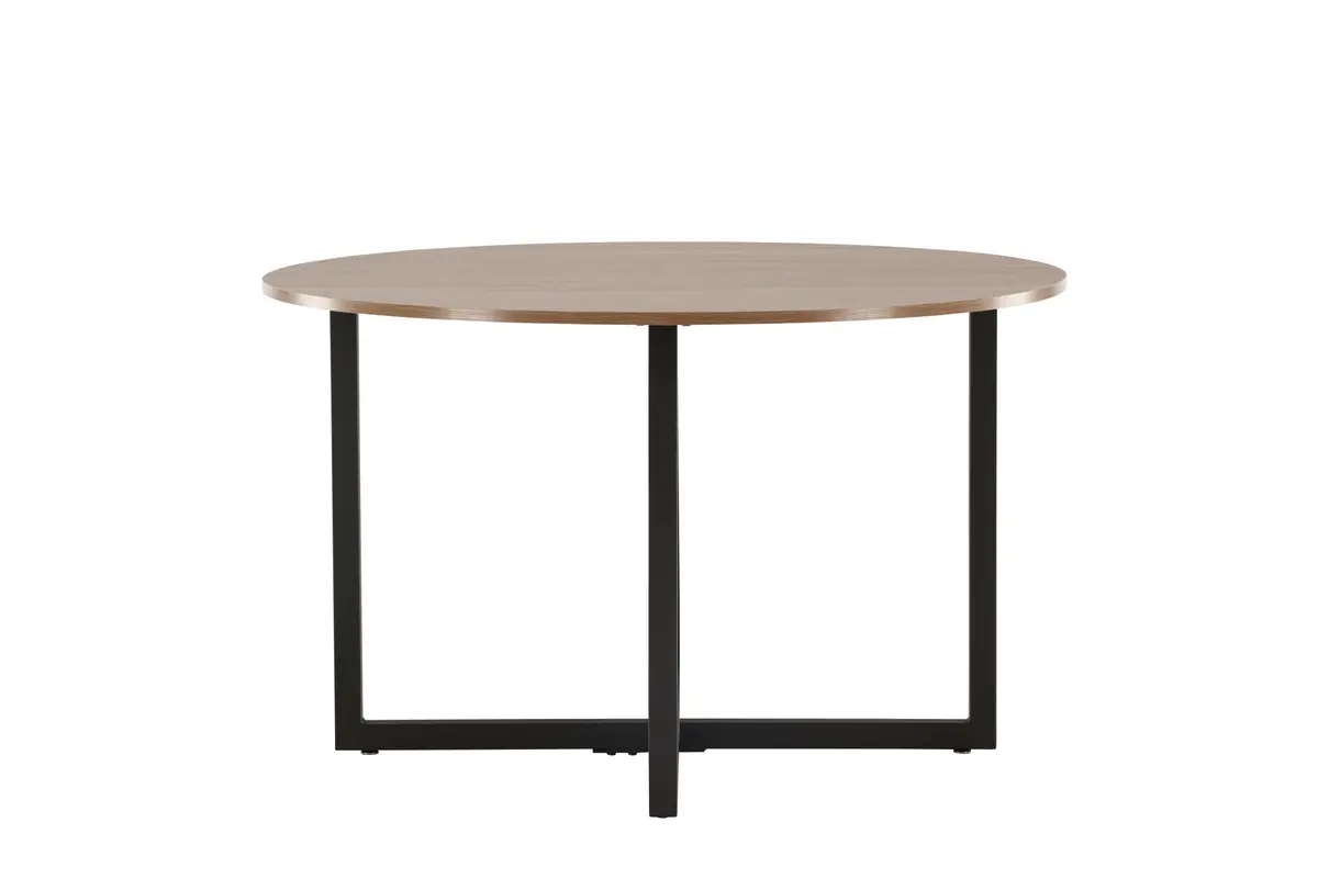 VENTURE DESIGN Durango spisebord, rundt - valnøttfarget MDF og sort stål (Ø120)