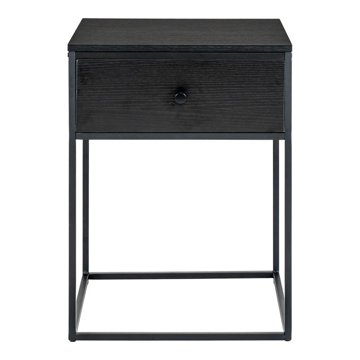 HOUSE NORDIC Vita nattbord, m. 1 skuff - svart MDF og sort stål (40x40)