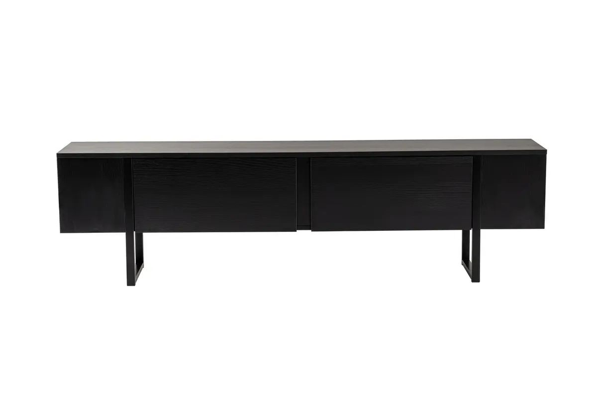 NORDVÄRK Serenity TV-bord, m. 2 dører - svart tremelamin og svart (180x29,5)