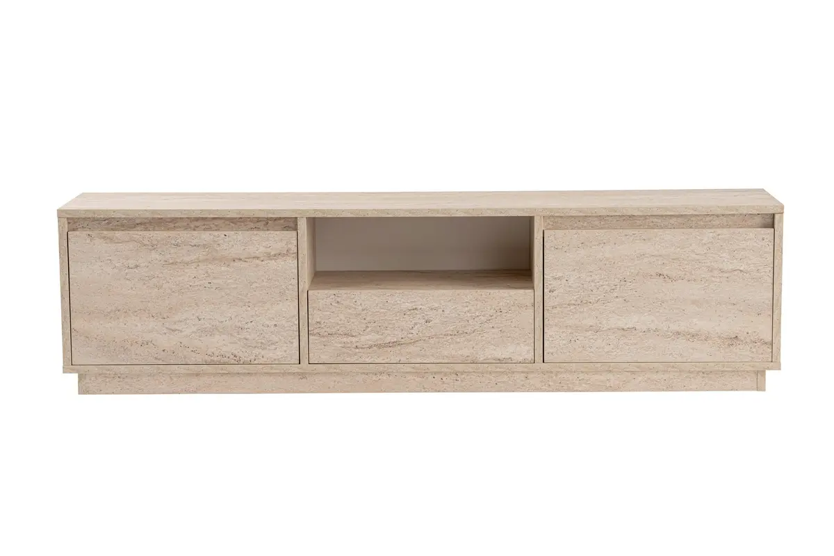 NORDVÄRK Vanguard TV-bord, m. 3 dører og 1 rom - travertin melamin (160x29,5)