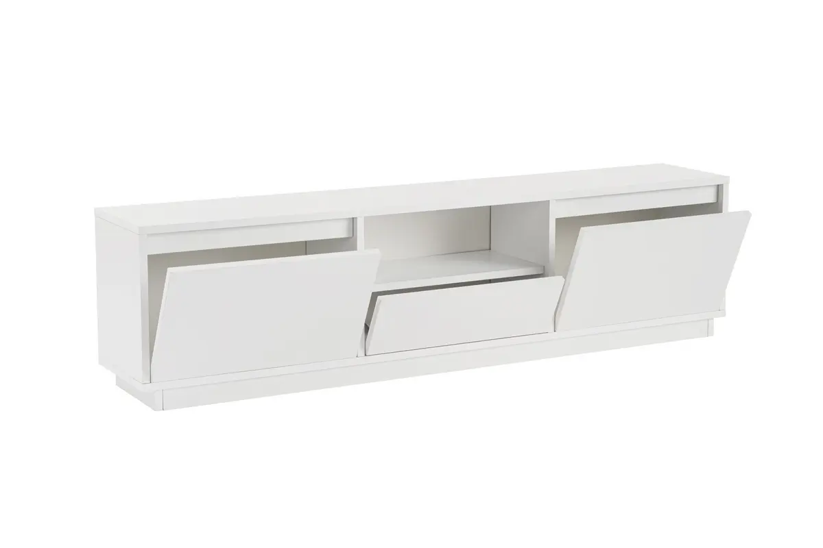 NORDVÄRK Vanguard TV-bord, m. 3 dører og 1 rom - hvit melamin (160x29,5)
