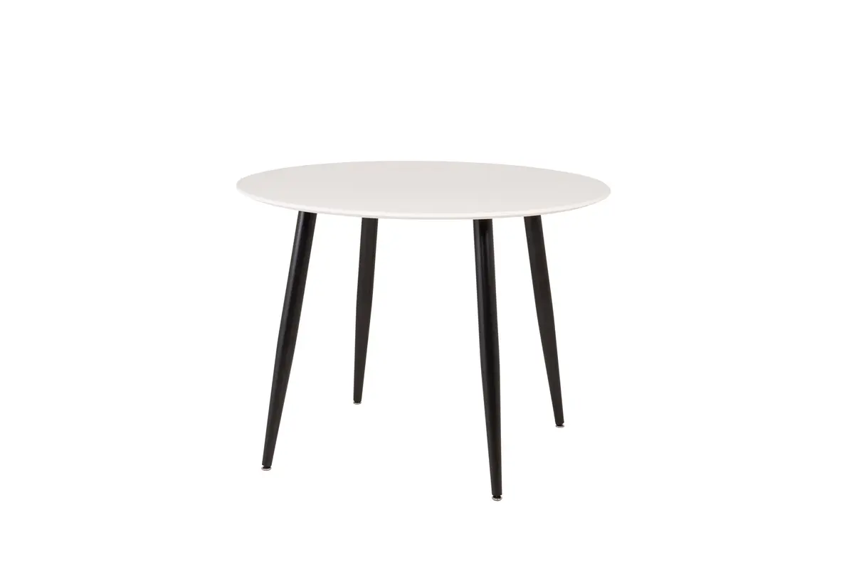 VENTURE DESIGN Plaza spisebord, rundt - hvit MDF og sort stål (Ø100)