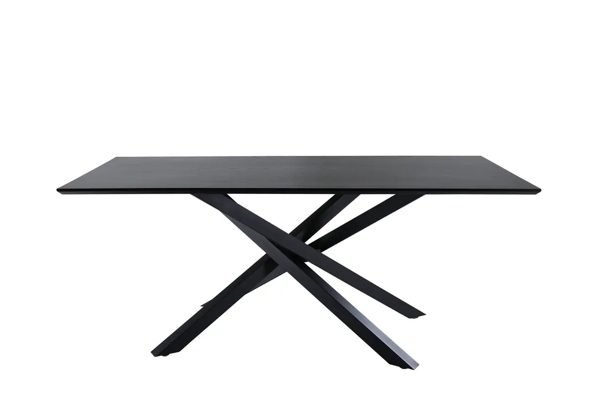 VENTURE DESIGN Piazza spisebord, rektangulært - svart finer og sort stål (180x90)
