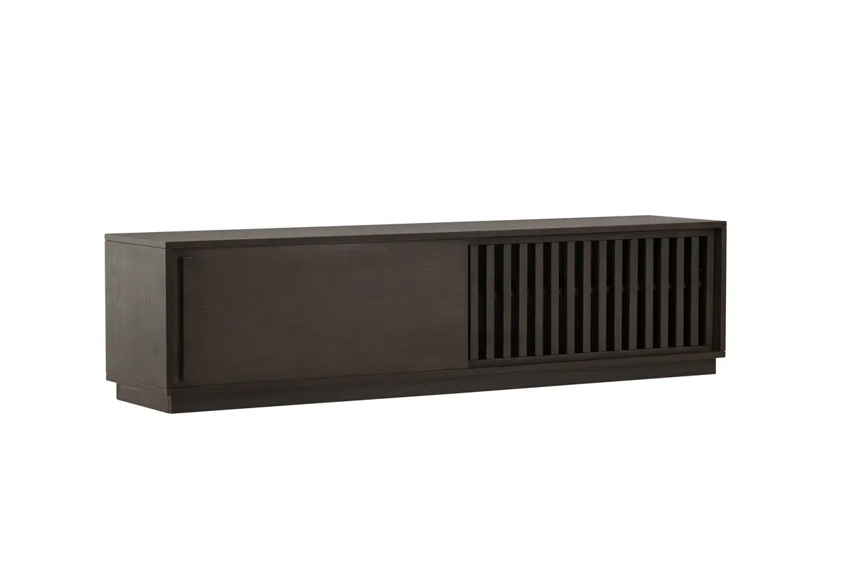 VENTURE DESIGN Lugo TV-benk, m. 2 skyvedører og hylle - mocca melamin (180x40)