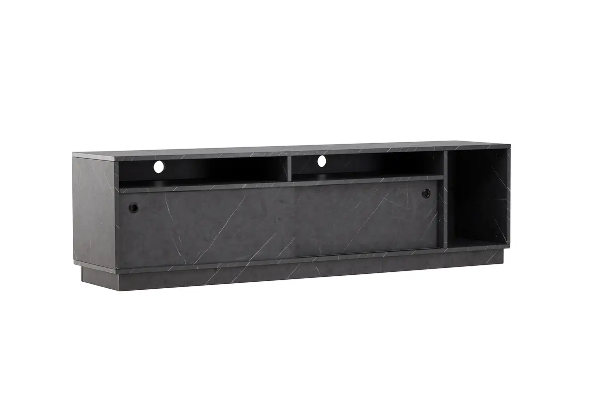 VENTURE DESIGN Girona TV-benk, m. 2 skyvedører - sort melamin (180x40)