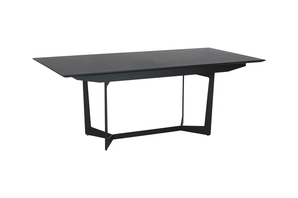 Tokyo spisebord, m. 1 tilleggsplate - svart eikefiner og metall (200(250)x100)