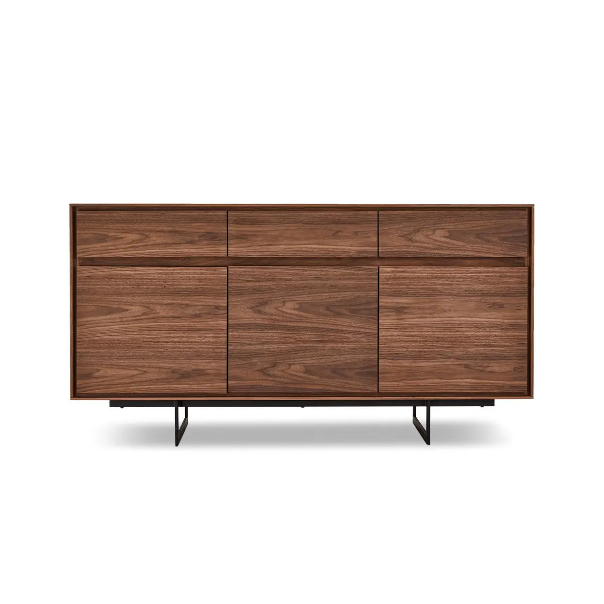 Tokyo liten skjenk, m. 3 dører og 3 skuffer - brun valnøtt (155x45)