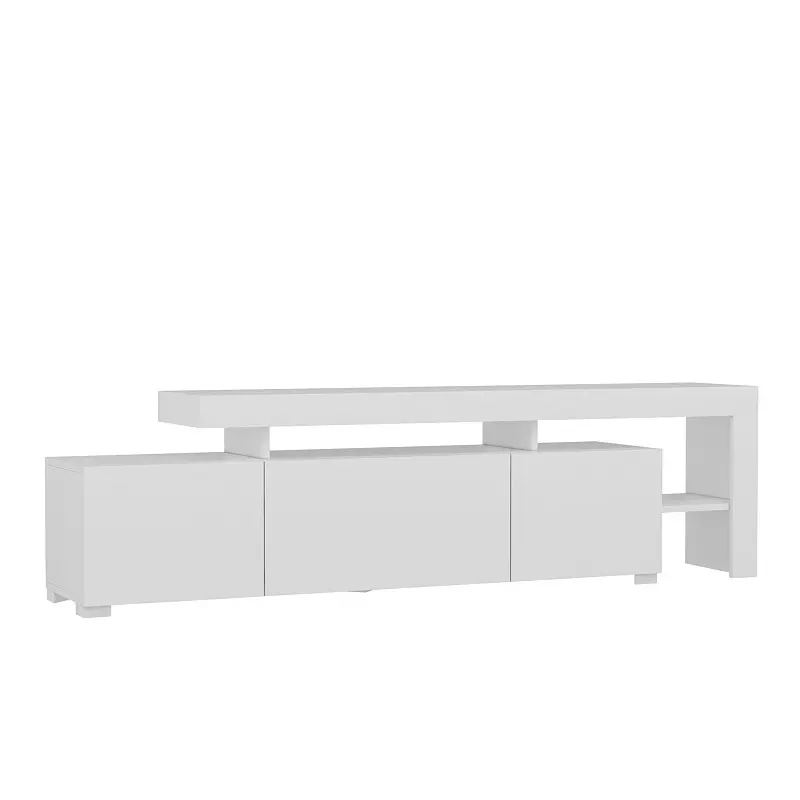 NORDVÄRK Beliz TV-bord, m. PVC kantlist LED-lys - hvit melamin (192x37)