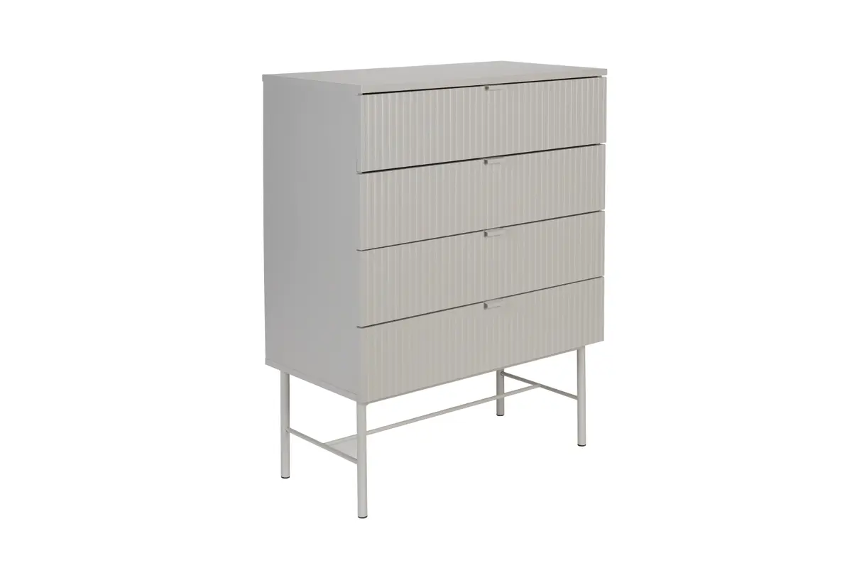 WHITE LABEL LIVING Cayo kommode, med skuffer. 4 skuffer - grå MDF og grått jern