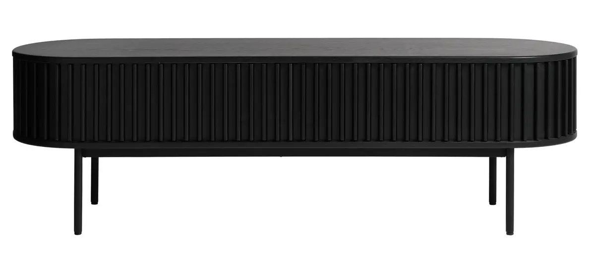 Siena TV-bord, m. 2 dører og 1 skuff - svart eikefiner/eik og sort metall (160x45)